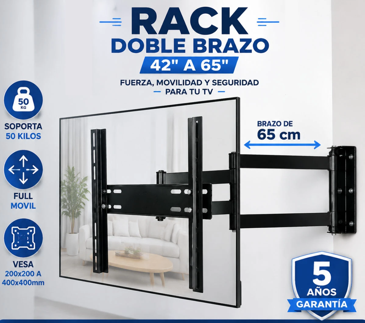 rack tv doble brazo