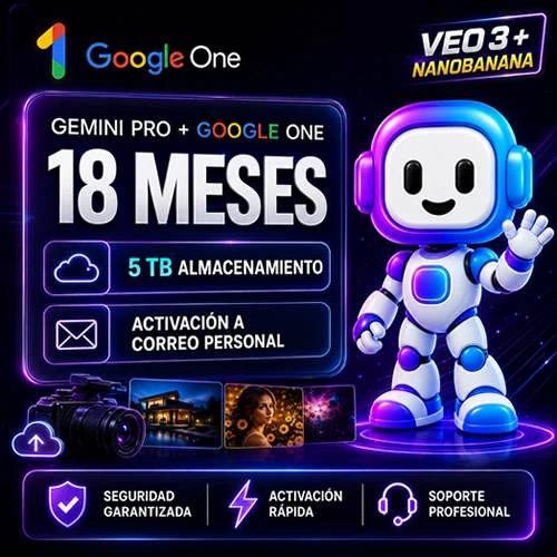 Gemini + Google One ( Pro) x 18 Meses | 5 TB de almacenamiento - Cuenta completa